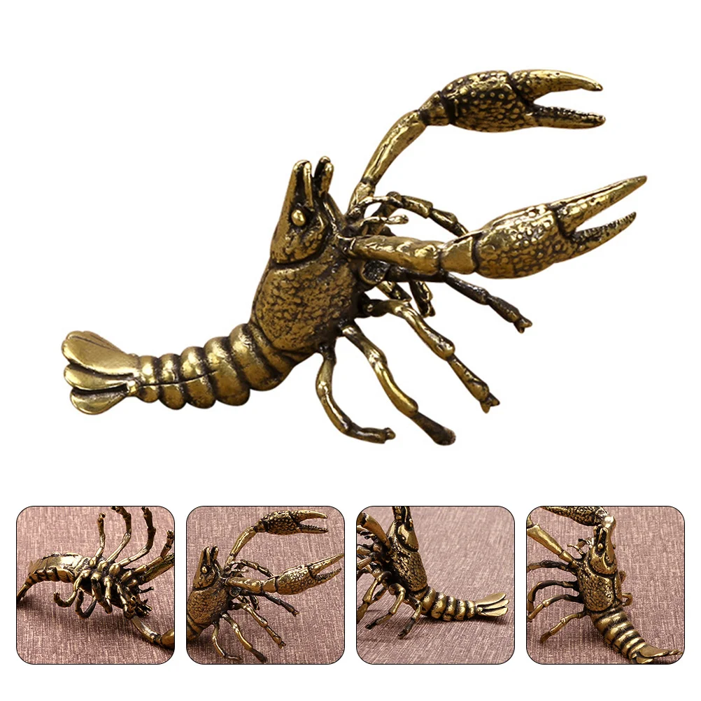 

Lobster Statue Brass Sculpture Figurinetea Animal Ornament Decor Figure Decoration Copper Statues Luck Good Metal Pet Garden