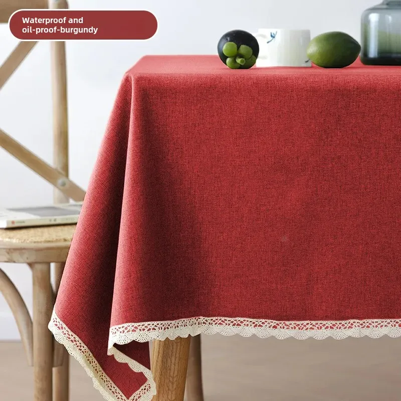 New 2024 Cotton Linen Tablecloth Oil-Proof Waterproof Rectangular Dining Table Mat Tea Pad Book Desk Home Goods