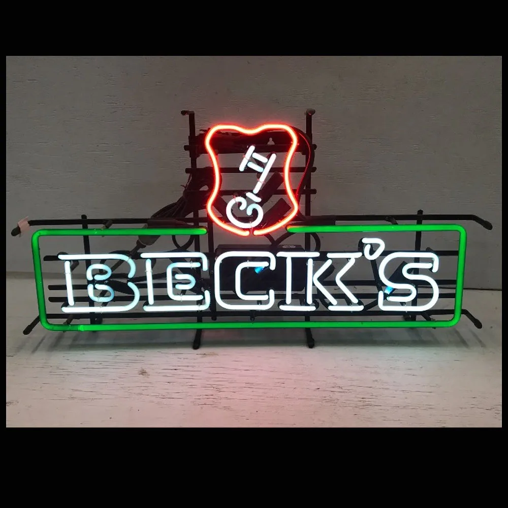 

BECK'S Beer Key Neon Sign Light Custom Handmade Real Glass Tube Bar KTV Store Firms Wall Decor Advertise Display Lamp 24"X15"