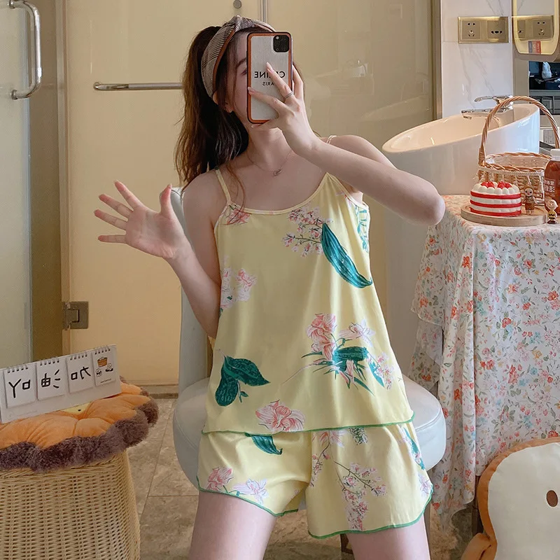 Ladies Sexy 2 Piece Pajama Set Deep V Neck Pyjamas Shorts Set Lace Pijama Suit Sleepwear For Women Sexy Nighties