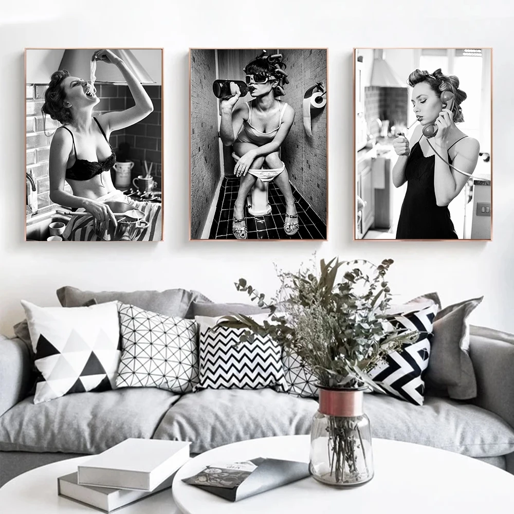 Черно-белый плакат для фотосъемки роскошная модная Картина на холсте с