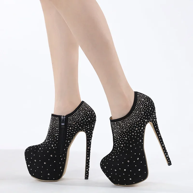 Короткие сапоги на высоком каблуке Gypsy со стразами пикантные непромокаемые туфли