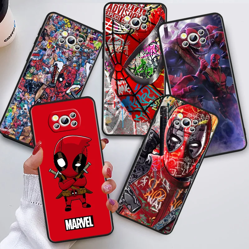 

Marvel Deadpool Phon Case For Xiaomi POCO C50 C40 C31 C3 M5S X4 M4 M3 F4 F3 GT F2 F1 X3 NFC X2 Pro Black Cover