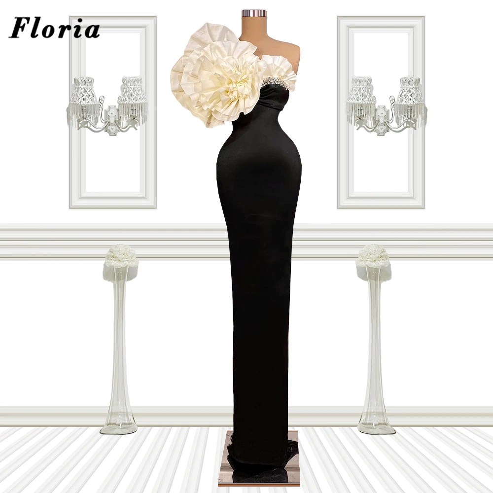 Vestidos de Noite Feitos sob Encomenda Vestidos de Festa de Casamento Flor Preto Sereia Pista Tapete Vermelho Vestidos Médio Oriente Pageant 2022
