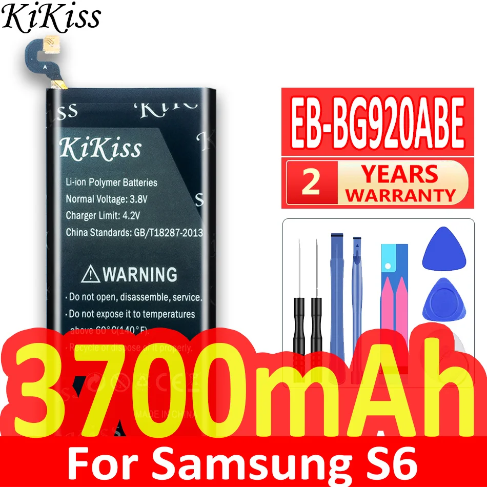 

KiKiss For SAMSUNG EB-BG920ABE 3700mAh Battery For SAMSUNG Galaxy S6 G9200 G9208 G9209 G920F G920 G920V/T/F/A/I + Tools