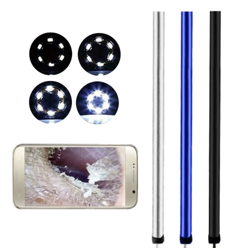 

Professional In Ear Cleaning Endoscope 3 in 1 Ear Pick Otoscope Ear Wax Removal Tool for w/ 6 LED Light 5.5mm Borescope
