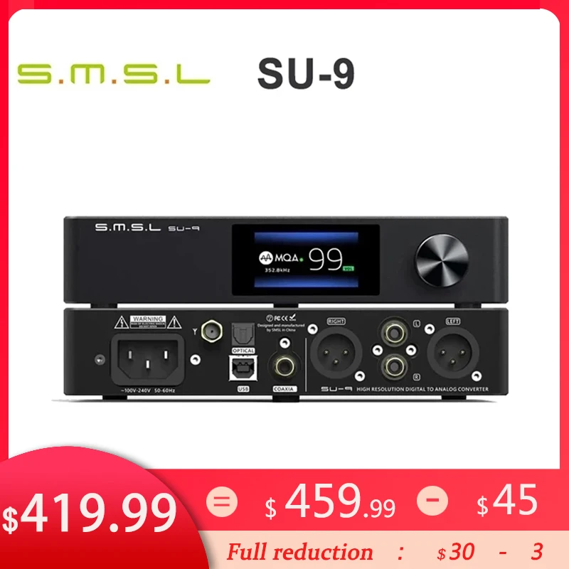 SMSL SU-9 MQA Audio DAC ES9038Pro XMOS DSD512 PCM768kHz32Bit Bluetooth 5 0 UAT LDAC USB сбалансированный выходной