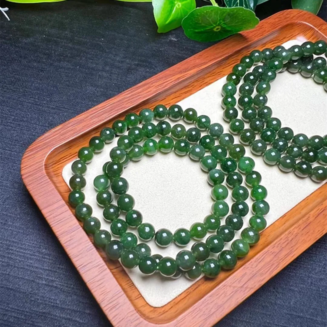 

1 Pc Fengbaowu Natural Green Jade Jasper Bracelet Round Bead 3 Loops Crystal Reiki Healing Stone Fashion Jewelry Gift For Women
