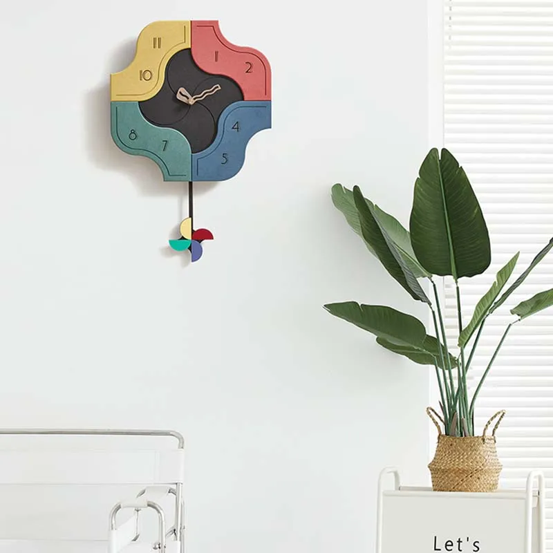 

Pendulum Silent Wall Clock Kids Modern Design Aesthetic Hanging Watch Bedroom Cute Simple Creative Relojes Furniture Accessories