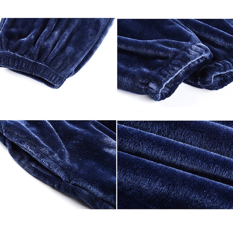 CAIYIER Men's Flannel Home Pants Large Size Soft Warm Sleepwear With Pocket Elastic Waistband Sleep Bottoms Trousers Underwear