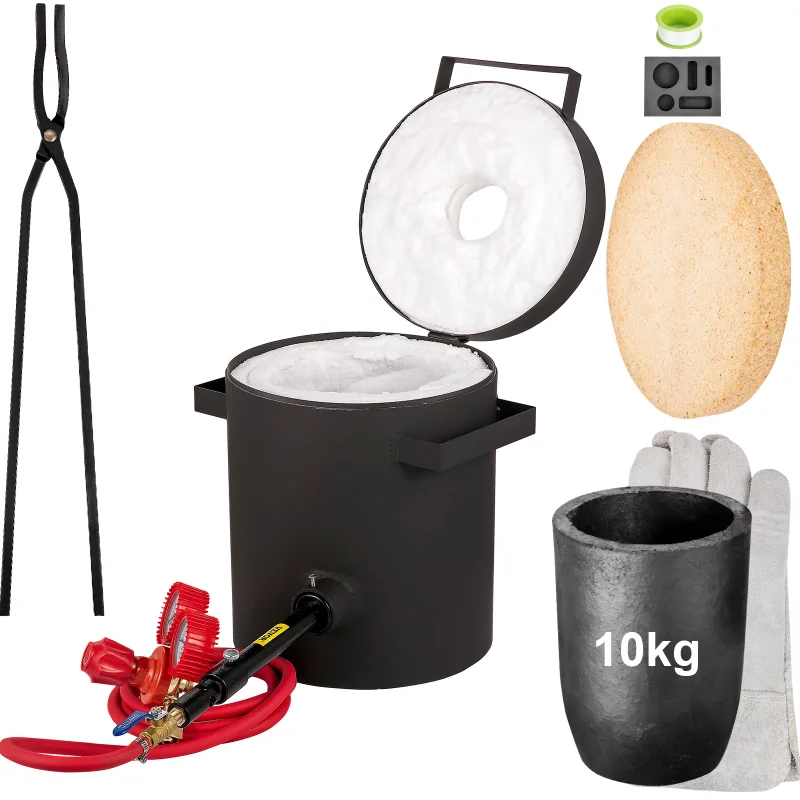 

Пропановая плавильная печь, 2462 °F, 10 кг, комплект металлической литейной печи с графитовым тигелем и щипцами, магнитная плавильная печь nze