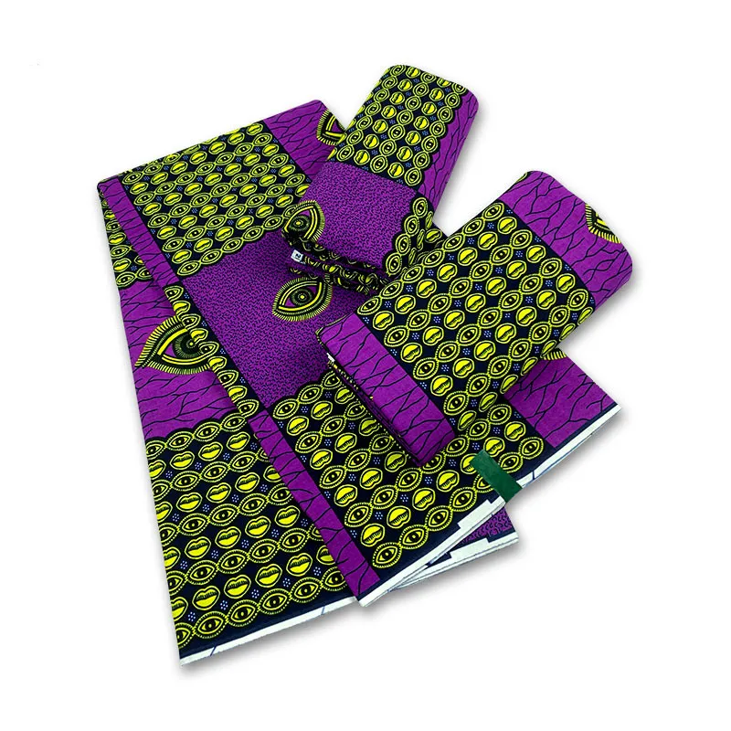 

Фиолетовая ткань с Африканским восковым принтом из Анкары, 100% хлопок, новый дизайн, ткань для платья, 6 ярдов