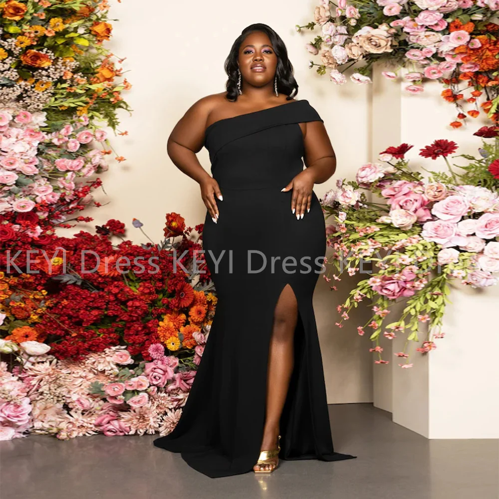 

Black Satin Elegant Dress Women for Wedding Party Dresses Mermaid Side Split Bridesmaid Robe Weddings Evening Guest Bridesmaids