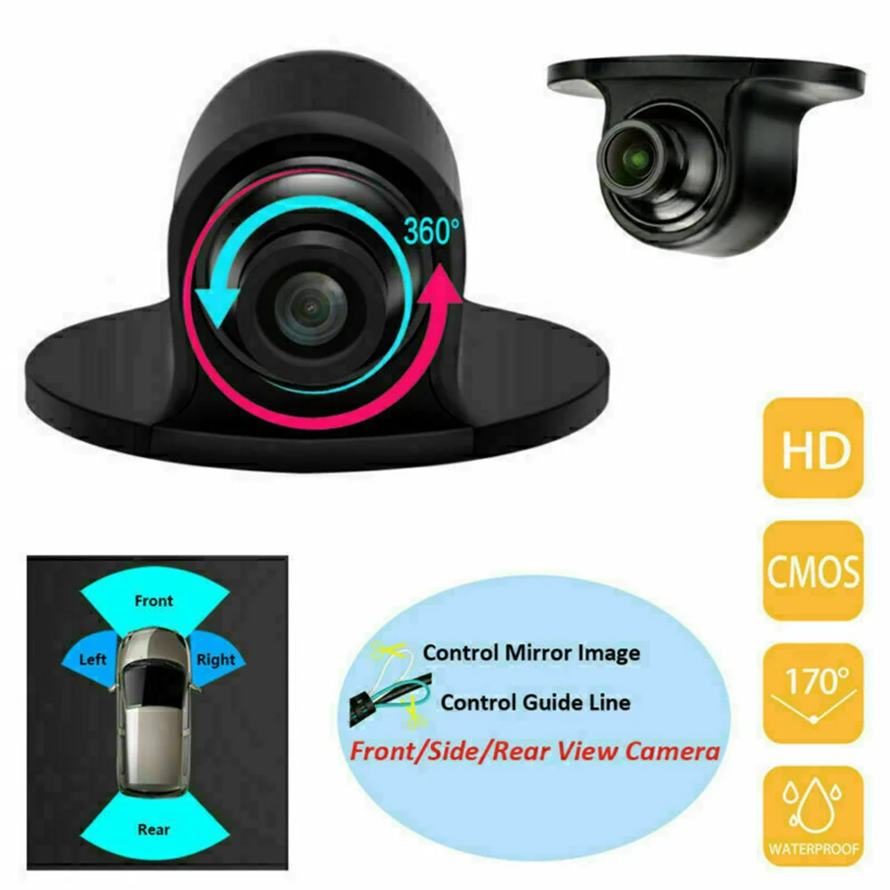 

360° Mini Car Side Mirror Camera CCD 1/3" Color CMOS Night Vison HD Blind Spot Camera Reversing Car Parking Monitor Waterproof