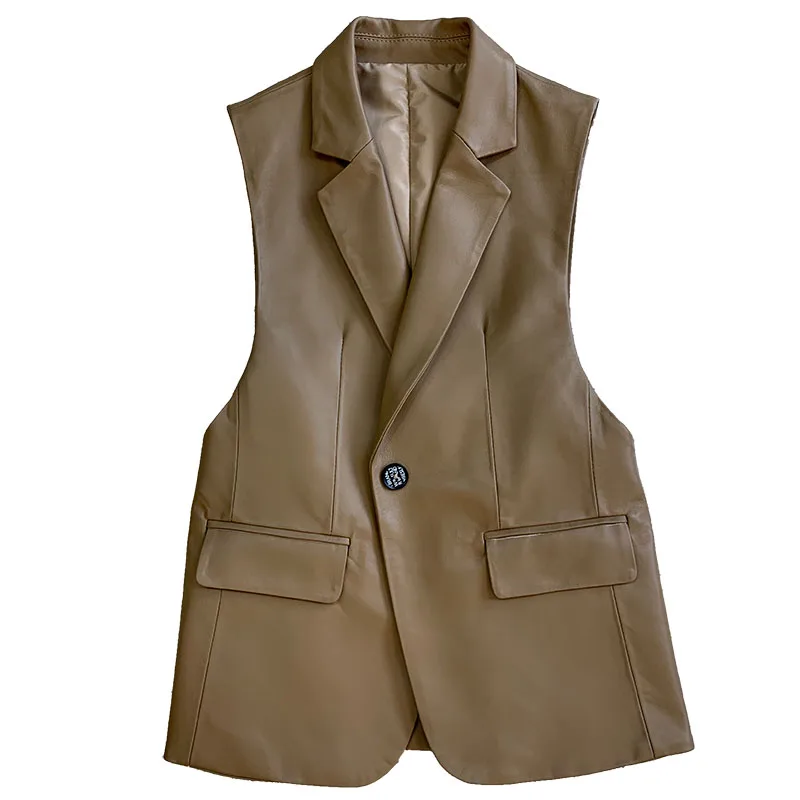 Женская кожаная куртка без рукавов