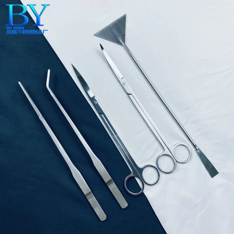 

3 4 5pcs Aquarium Tools Tweezers and Curved Scissors Grass Stainless Steel Shovel Cleaning Plants Fish Tank Accessories Set