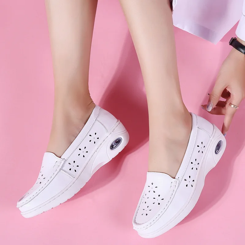 

Summer Style Hospital Female Nurse Shoes Open Holes Comfortable Wedge Heel Air Cushion Soft Bottom Work