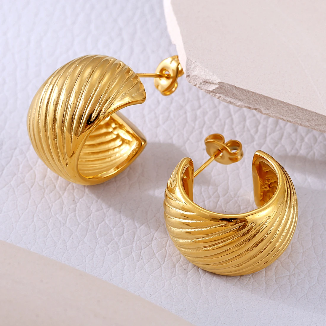 Серьги из нержавеющей стали для женщин текстура C-образной формы