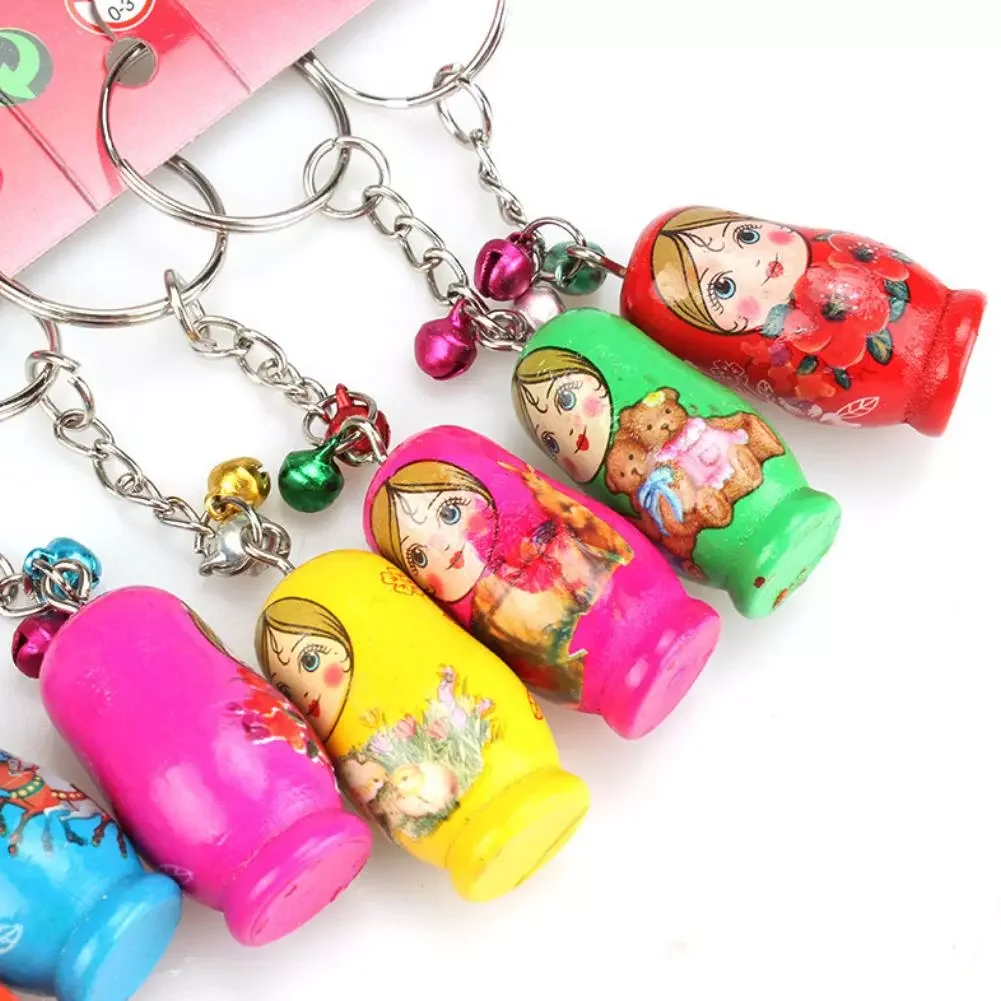 

Gran Oferta De 12Pcs/Set Russian Nesting Dolls Key Ring Babushka Matryoshka Figurines Kids Children Toys Birthday Gift Keychains