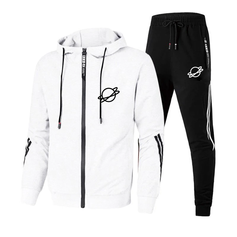 New Men Tracksuit Autumn Winter Zipper Jackets and Sweatpants Jogging Suits Casual Outdoor Male Fleece Pullover Sport Suits