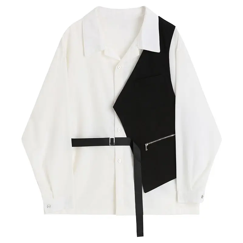 Белые рубашки с лацканами и длинными рукавами женские свободные средней длины