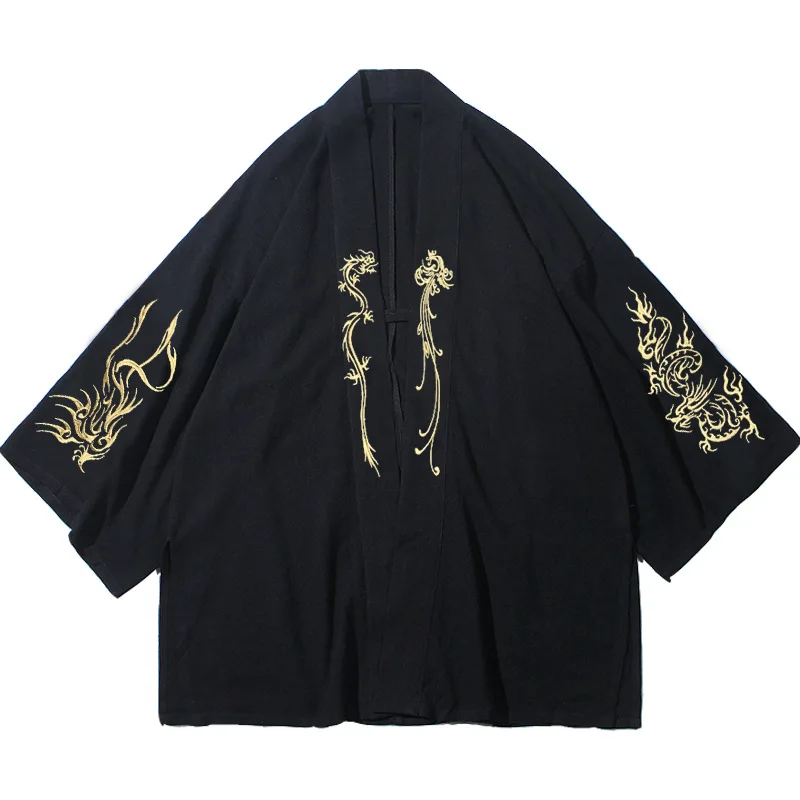 Фото Модный костюм с вышивкой Hanfu, мужской халат в китайском стиле, кимоно, древнее пальто, мужское весенне-летнее новое свободное пальто №5