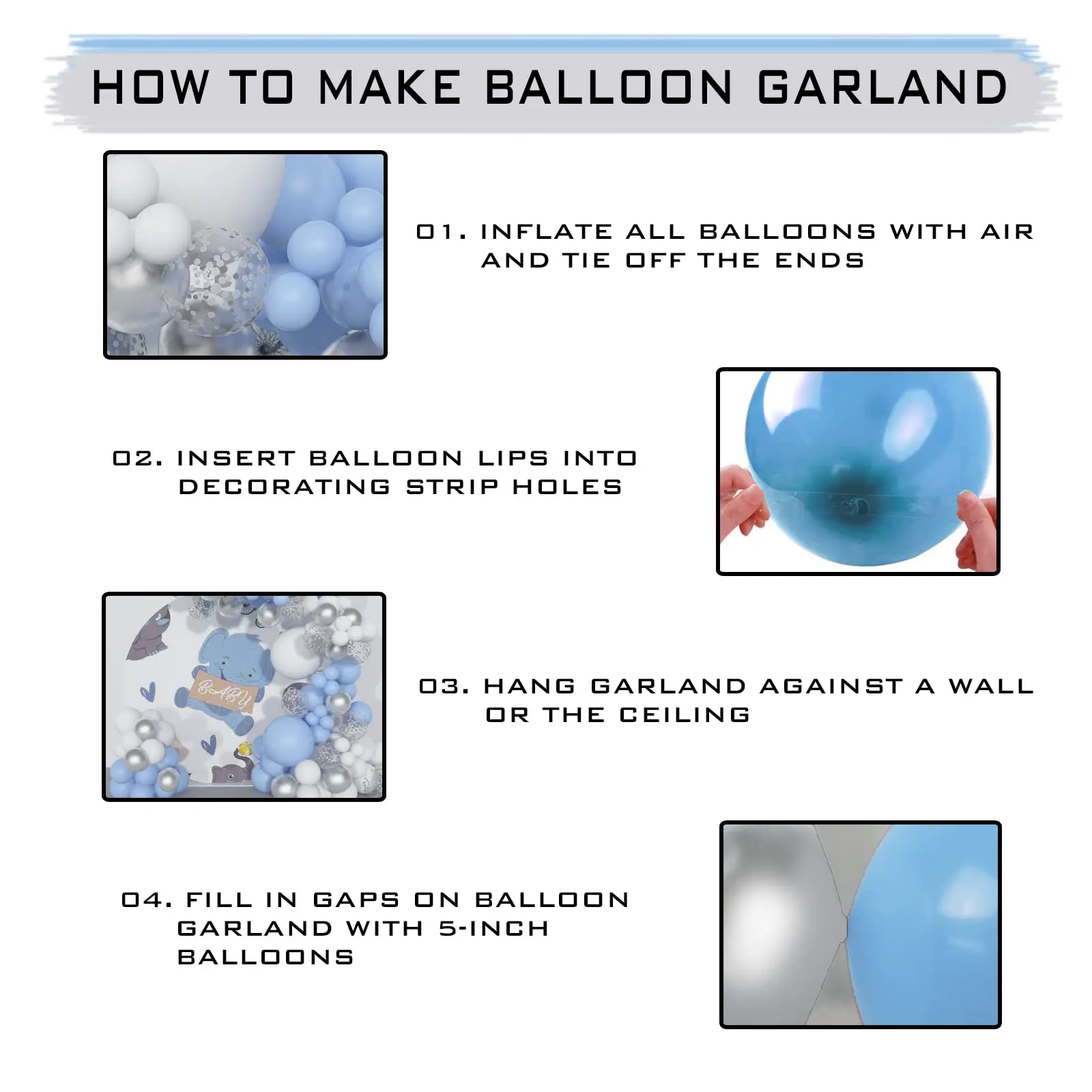 127 шт. 18 дюймов Макарон синие белые серебряные фотогирлянды Набор для детского