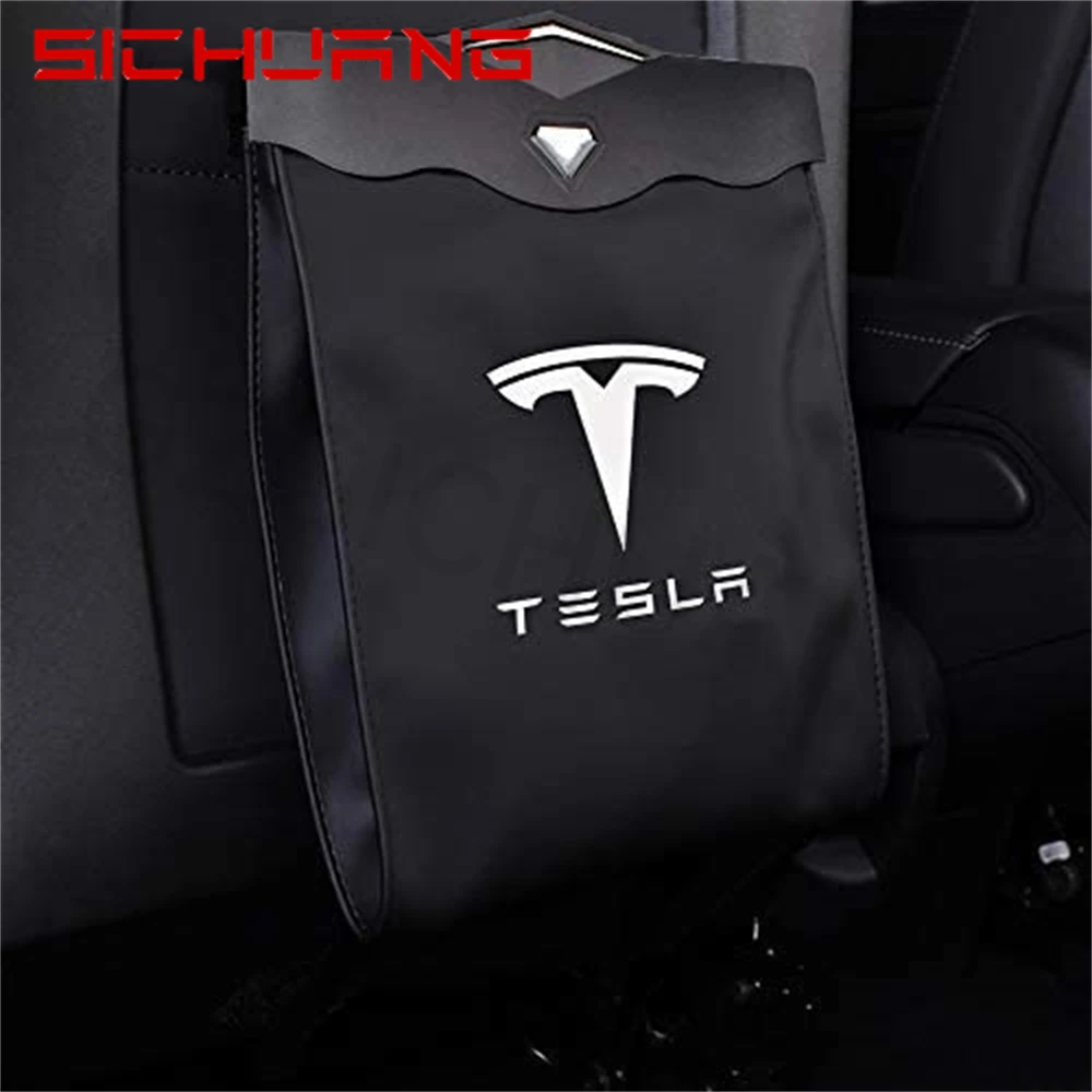 

Tesla Garbage Bag Back Seat Waterproof Trash Bag Rubbish Cans Hanging Storage Organizer For Tesla Model 3 Model Y 2020 2021 2022