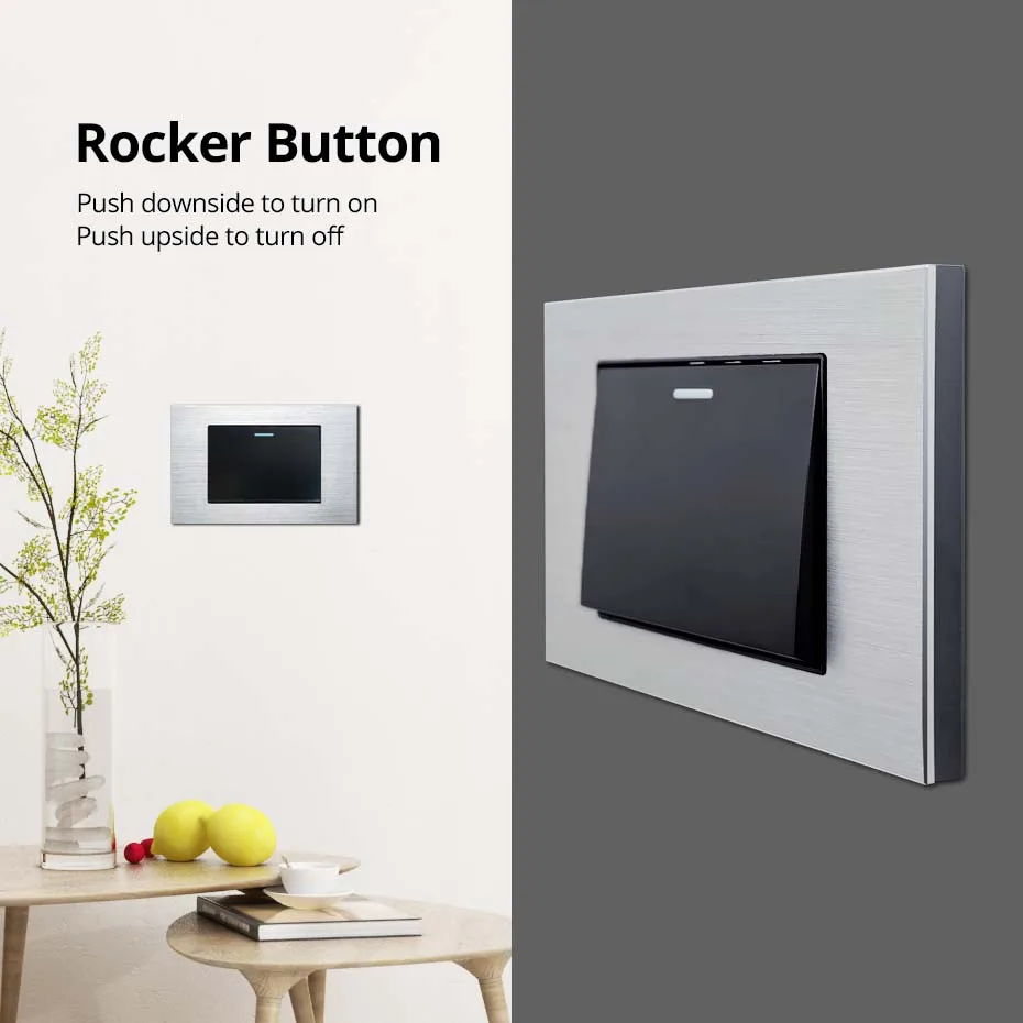 Фото Wallpad 1 2 3 4 Gang 2 Way Rocker Button настенный выключатель света TV TEL RJ45 комплект розеток серебристая алюминиевая панель диммер 118*75 мм №3