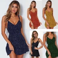 new european and american clothes polka dot back lace up fashion special dress womens summer clothes