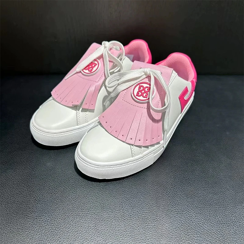 

Korean Golf Shoes Women's New Professional Breathable Waterproof Casual Girls' Pink Fixed Nail Sneakers