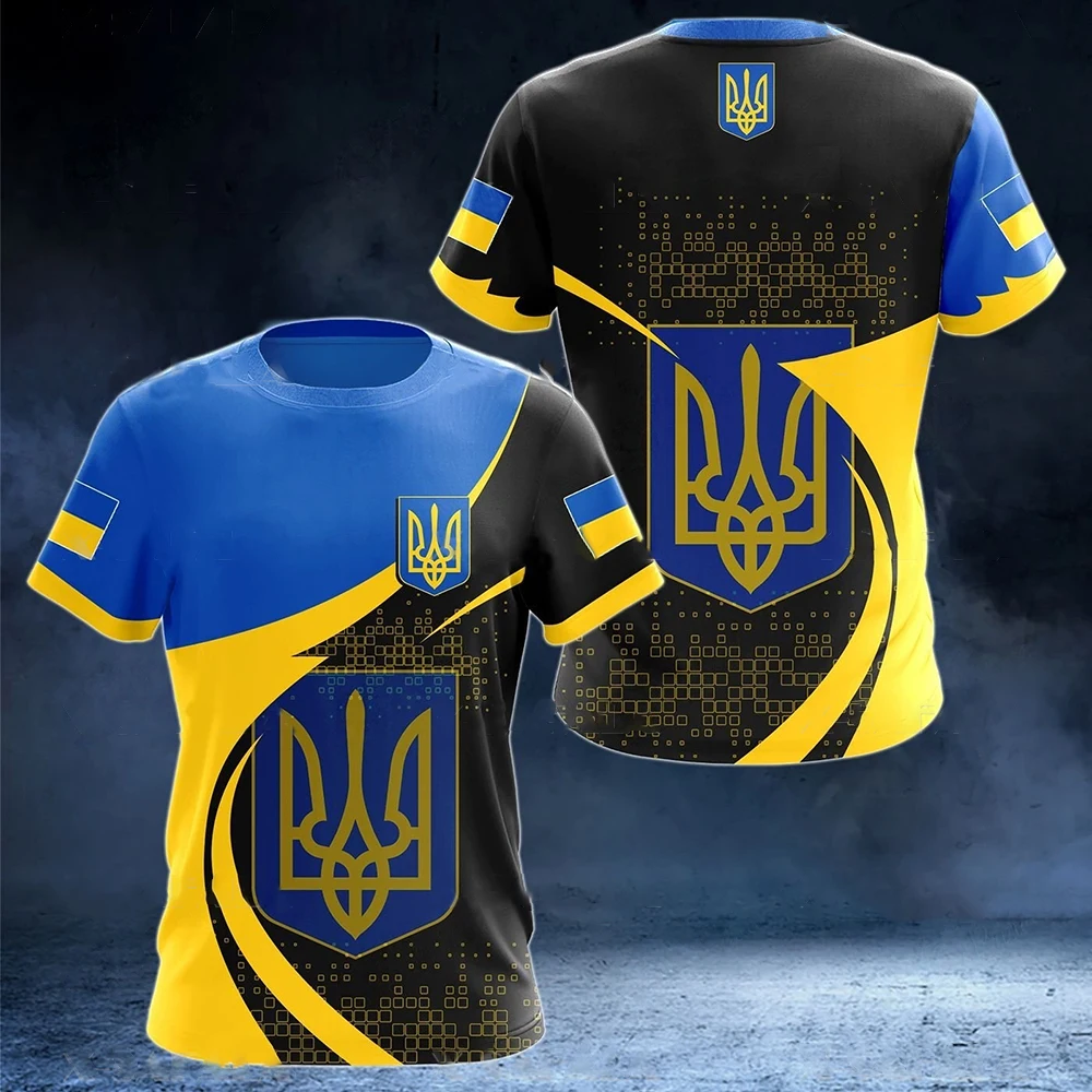 

Ukraine Men's T-shirts Ukrainian Flag Shirt 3D Printed O-Neck Oversized Short Sleeves Jersey Fashion Mens Clothing Streetwear