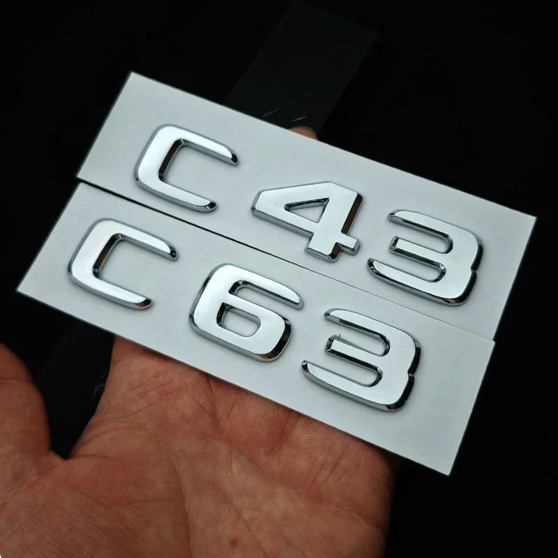 Фото Хромированная эмблема ABS для багажника автомобиля C43 C63, наклейка V8 BITURBO 4MATIC, аксессуары для Mercedes Benz AMG W205 W206 C205 №5