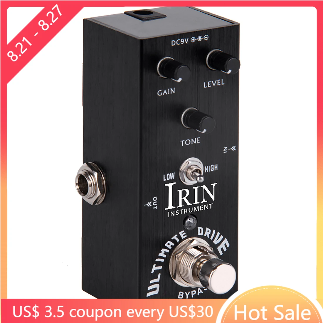 

IRIN AN-11 Ultimate Drive Guitar Overdrive Distortion Effect Pedal Bordering-on-Distortion Overdrive True Bypass for Guitar
