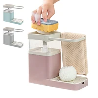 soap dispenser kitchen towel rack sponge holder bathroom 3 in 1 manual press soap box multifunctional cleaning combination
