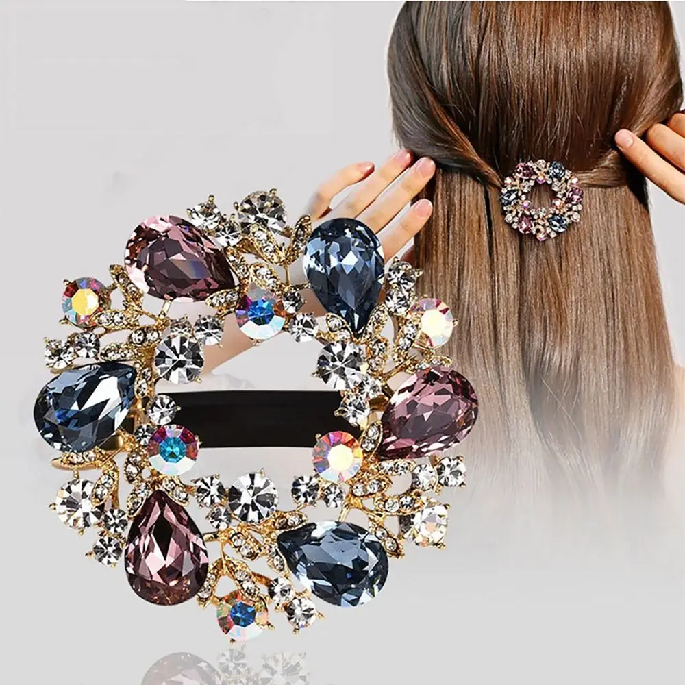 

Hair accessories elegant retro round disc models Korean wind temperament crystal spring clip hair clip head jewelry