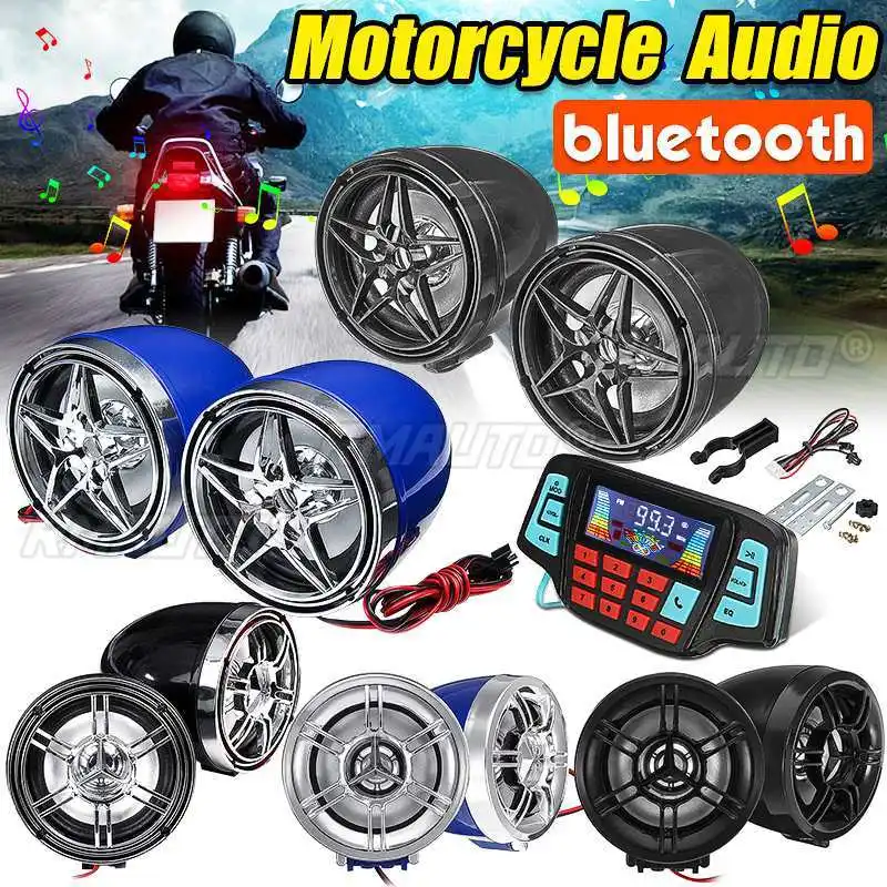 Фото Мотоциклетная Bluetooth-аудиосистема FM-радио MP3-плеер с 2 динамиками усилителя для скутера ATV Quad №1