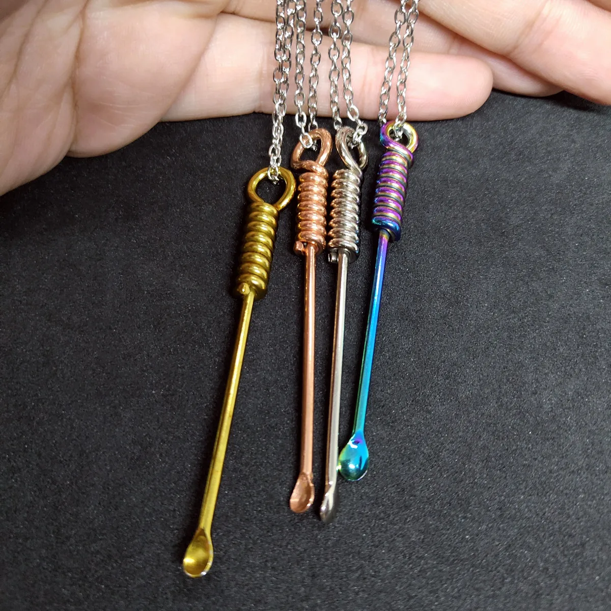 Fashion metal necklace 4 Colors Mini spoon Small tool pendant necklace Jewelry stainless steel Creative Handmade Necklace