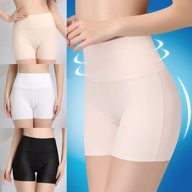 

Women Safety Shorts Pants Seamless Thin Ice Silk High Waist Panties Seamless Anti Emptied Boyshorts Girls Underwear