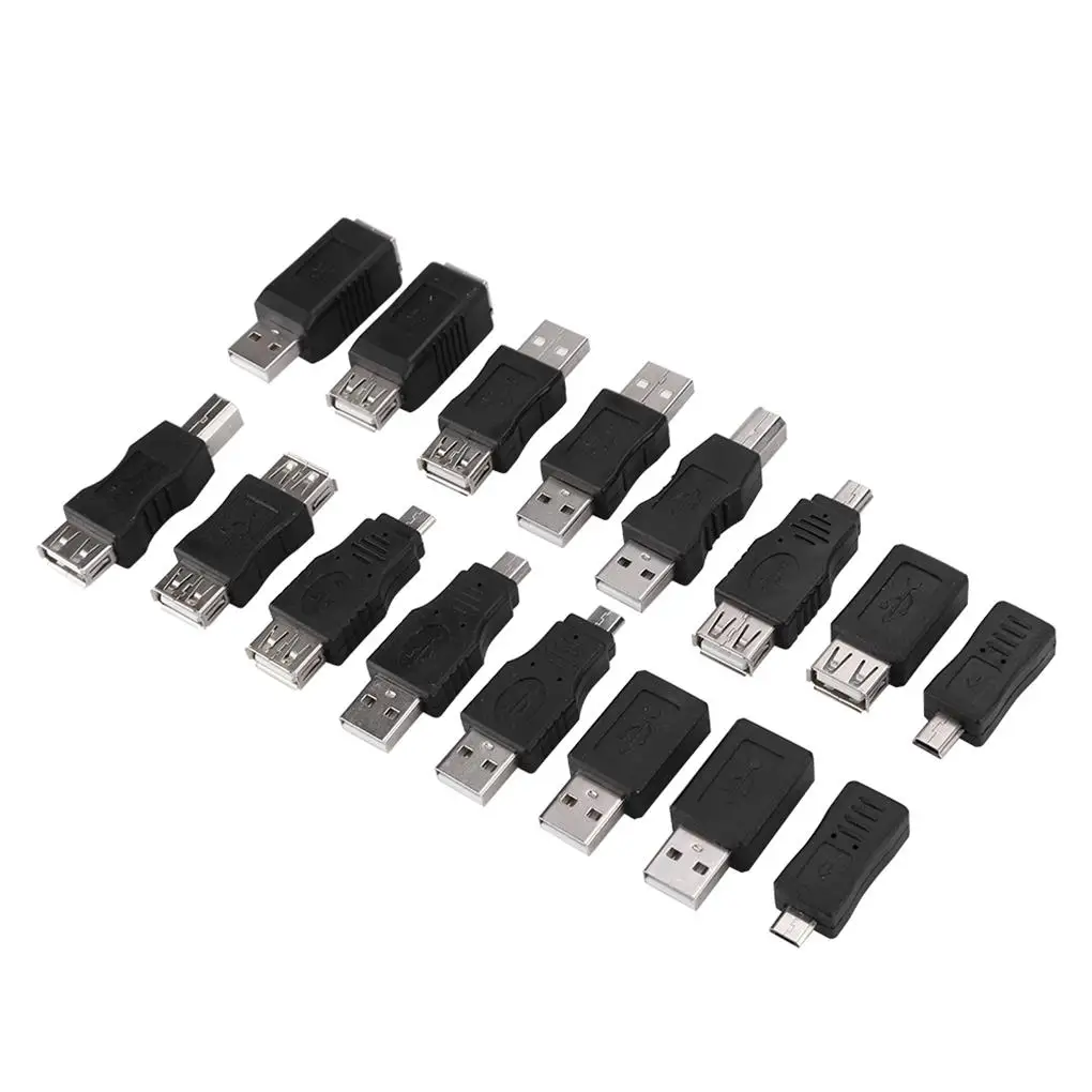 

16PCS Multipurpose USB2.0 Adapter Converter USB Male to Female Micro USB