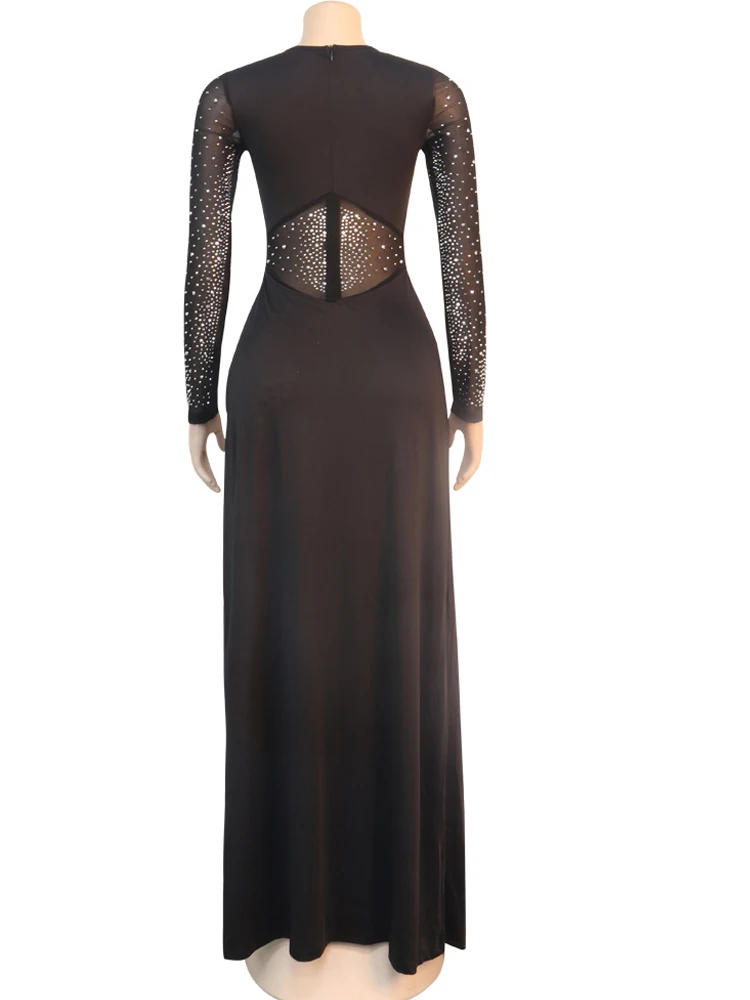 Красивый комбинезон Beyprern с кристаллами (черный) блестящий облегающий сетчатый