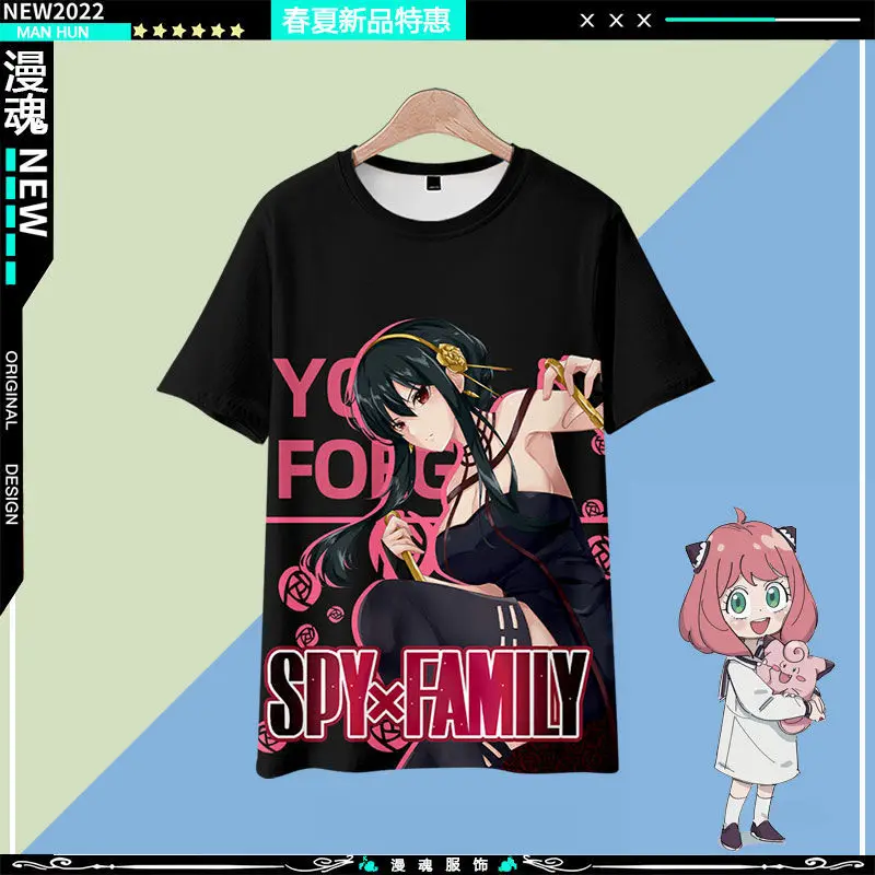 

Kawaii Anime Spy family Short-Sleeved Anya Yor T-Shirt Anime Around Ania Print Casual Top Cartoon Summer Men Women Clothes Gift