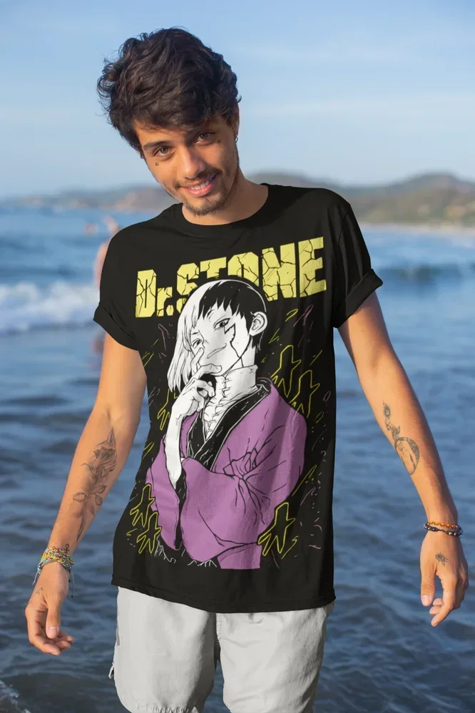 Футболка Gen Asagiri Dr.Stone Ryusui Senku Seiyuu черная рубашка мягкая футболка