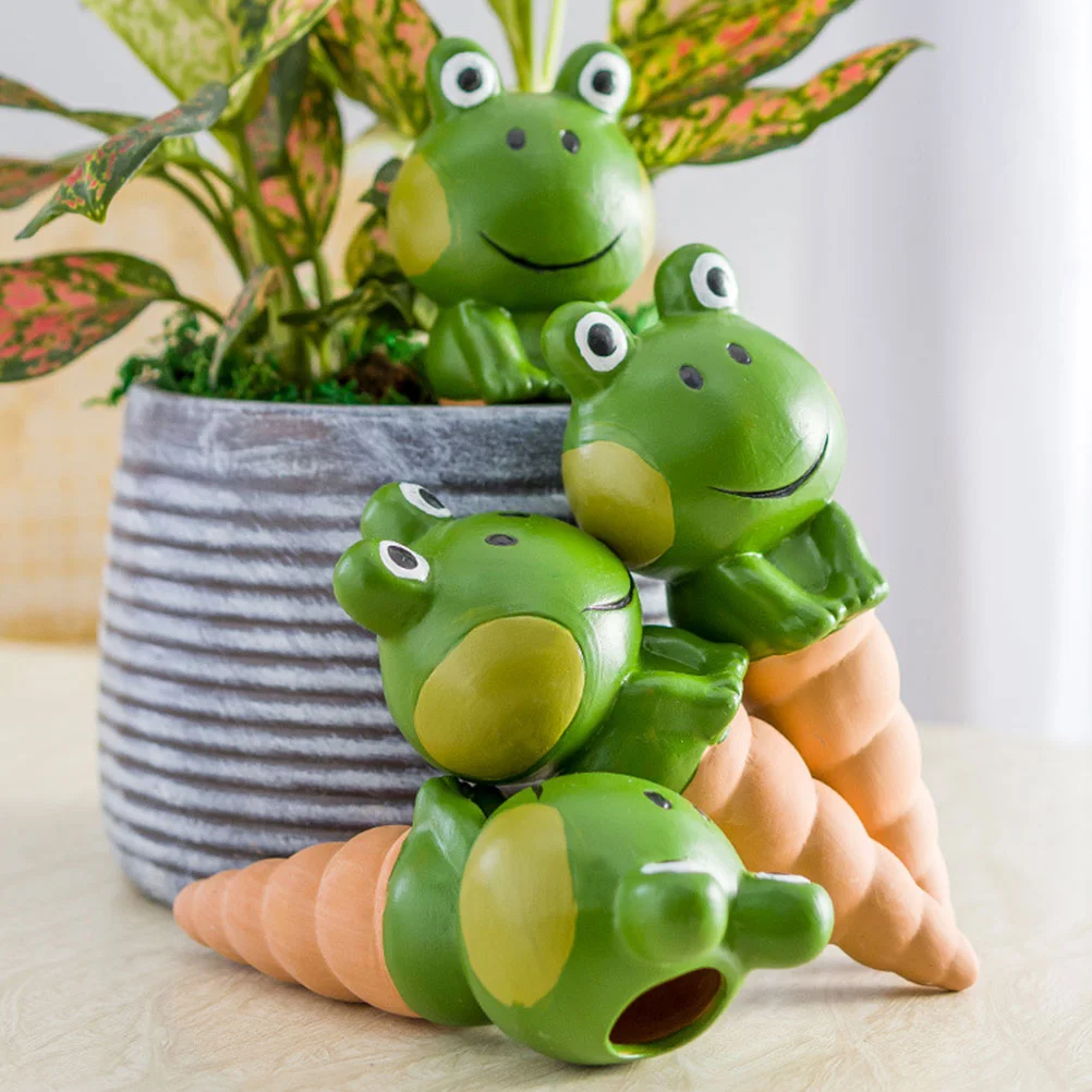 

4 Pcs Frog Waterer Indoor Planter Pots Watering Spikes Globe Seepage Plants Red Clay Self Globes Shape