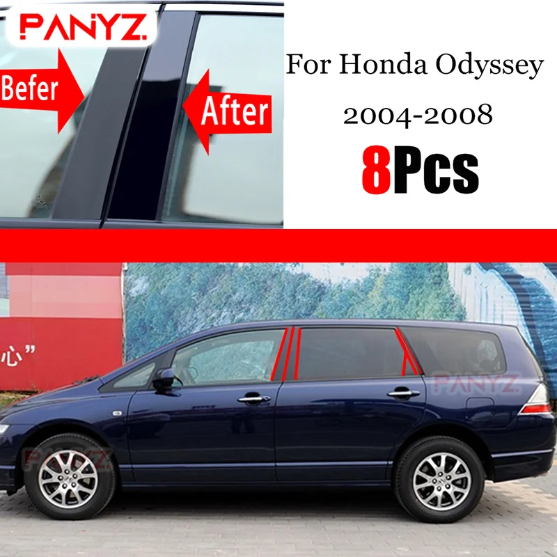 

8 шт. полированные столбики для стойки, подходят для Honda Odyssey 2005 2006 2007 2008, обшивка для окна, BC столбик, стикер, хромированный Стайлинг