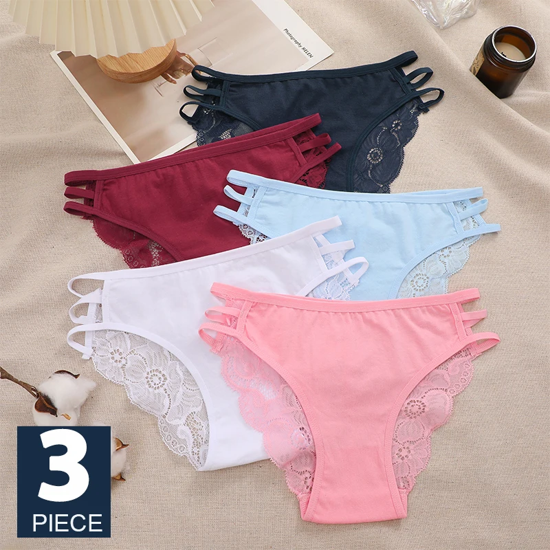 3 шт./комплект женские прозрачные кружевные трусы с низкой посадкой