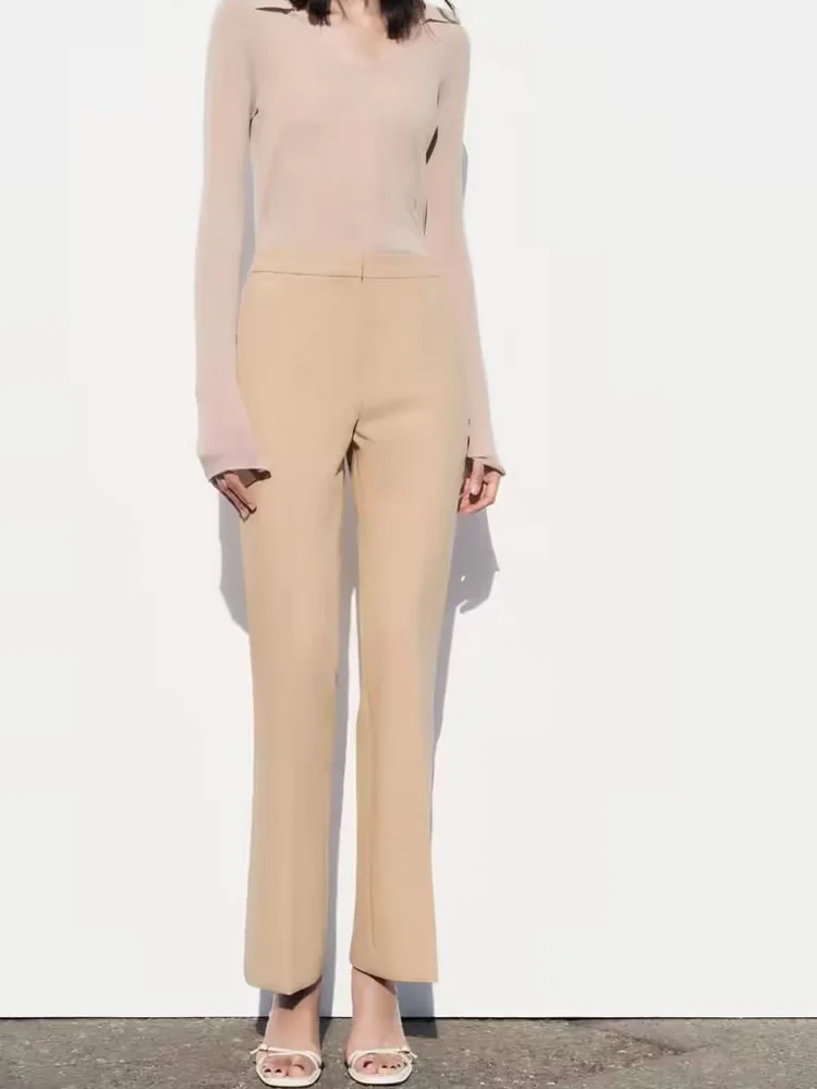 

Женские прямые брюки до щиколотки, повседневные однотонные брюки с карманами, одежда для улицы, лето 2023