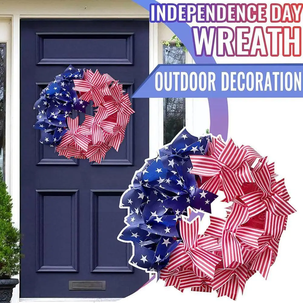 

Висячий патриотический венок, гирлянда, памятный день, венок, ленточный венок для двери, праздника, прихожей, наружный Декор X2O8