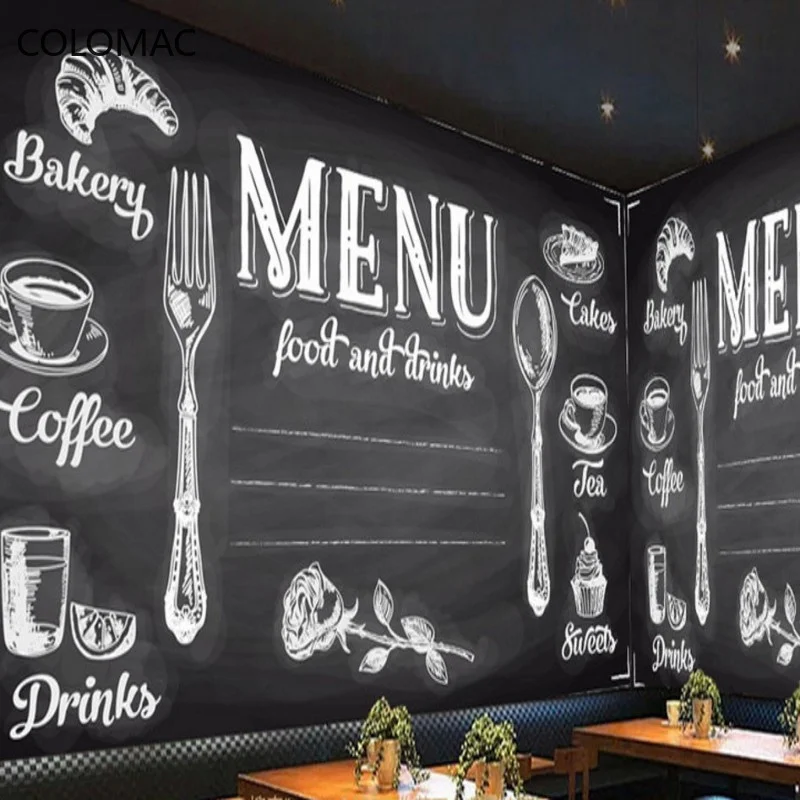 

Colomac Custom Photo American Blackboard Style Large Mural Bar Cafe Kitchen Decoration Wallpaper Dropshipping