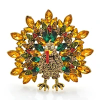 wulibaby rhinestone turkey brooches for women men 2 color chicken thanks giving day brooch pins gifts